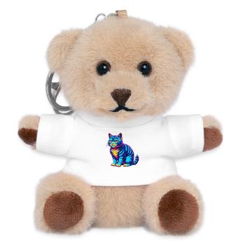 Europäisch Kurzhaarkatze Rasse Karikatur Kawaii Tier - Teddy Schlüsselanhänger - Weiß - Vorne