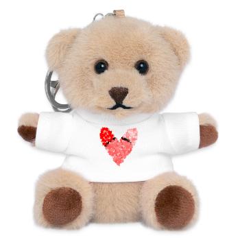 HERZ. PAPA. MAMA. Junggesellinnenabschied. BEBE. KIND. HERZ. FEST - Teddy Schlüsselanhänger - Weiß - Vorne