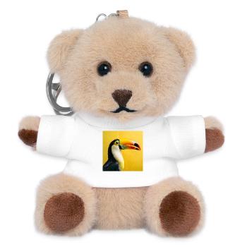 Toucan oiseau sur fond jaune tropical couleurs - Porte-clés ourson - blanc - Devant