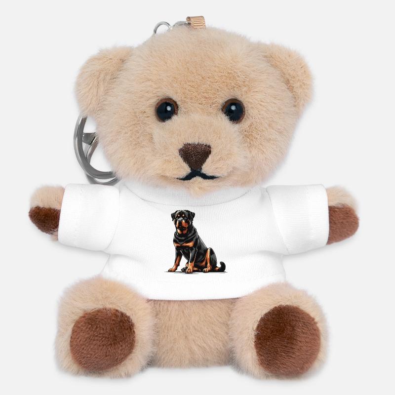 Rottweiler - Porte-clés ourson - blanc