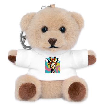 Cool Retro Giraffe Portrait with Sunglasses - Teddy Keyring - white - Front