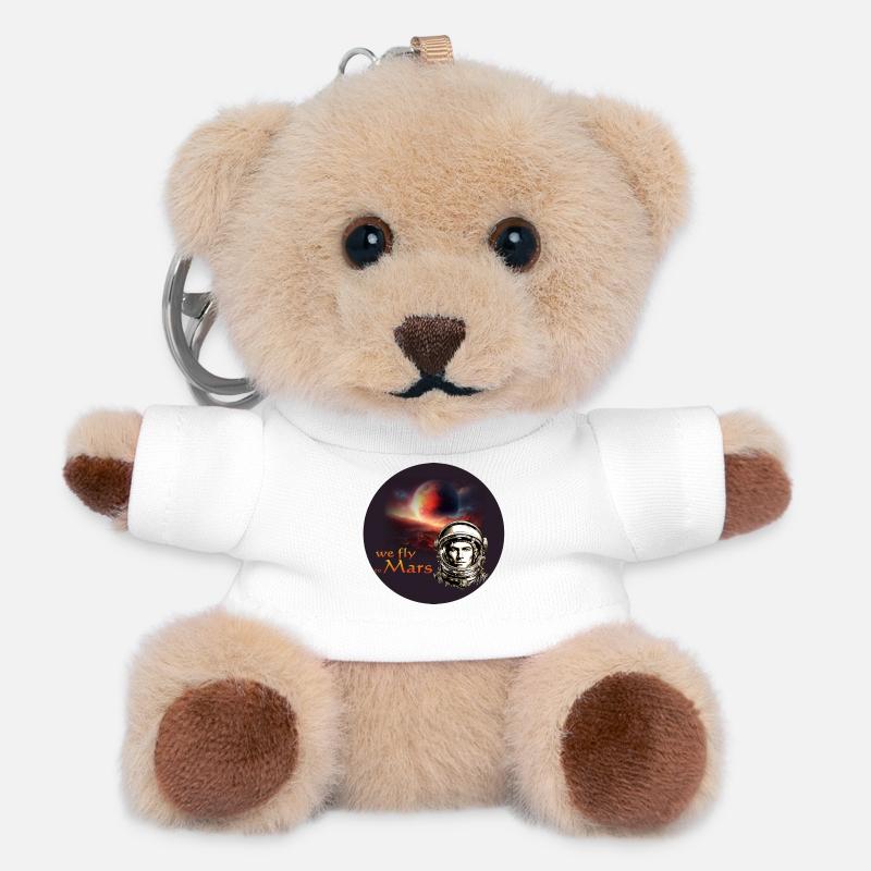 Mars Flight Retro Astronaut - Teddy Keyring - white