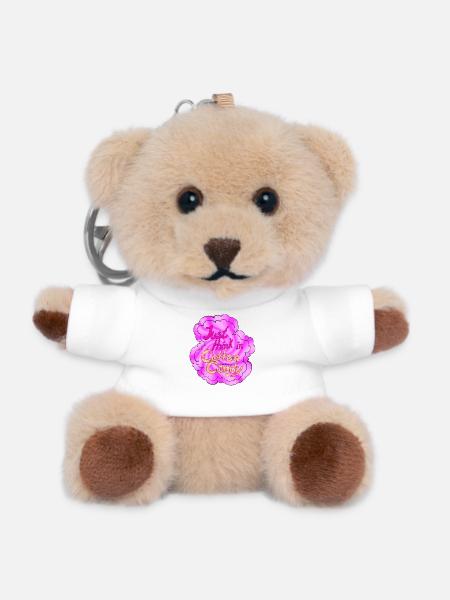 Barbe à papa Penser tourbillon - Porte-clés ourson - blanc