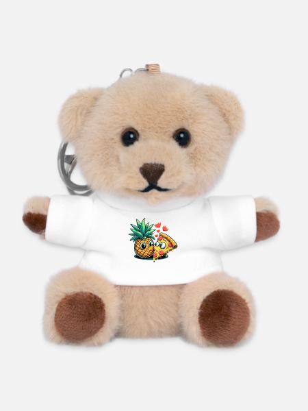Pizza Hawaii Kuss Liebe Beziehung witzig Geschenk - Teddy Schlüsselanhänger - Weiß