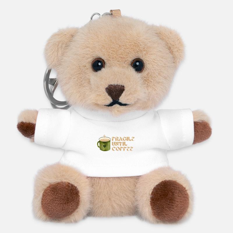 Fragile jusqu’au café – Fun Coffee Design - Porte-clés ourson - blanc