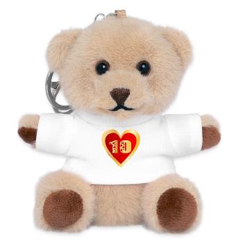 10. Geburtstag Herz - Zahl ZEHN JAHRE - Teddy Schlüsselanhänger - Weiß - Vorne