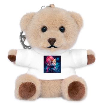 Katze Astronaut rosa Weltraum - Teddy Schlüsselanhänger - Weiß - Vorne