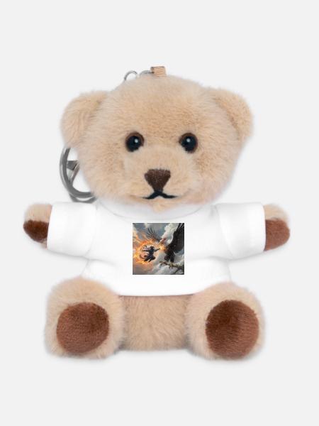 Legendary Beast and Warrior in Battle - Teddy Keyring - white