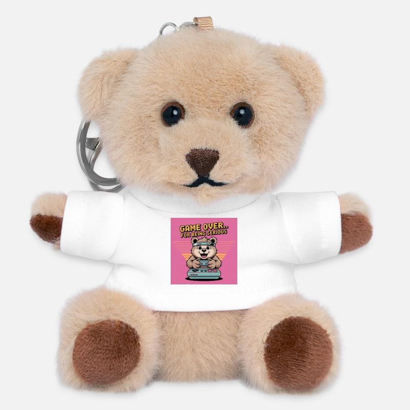 Teddy Bear Gierczak Funny Retro Theme - Teddy Keyring - white