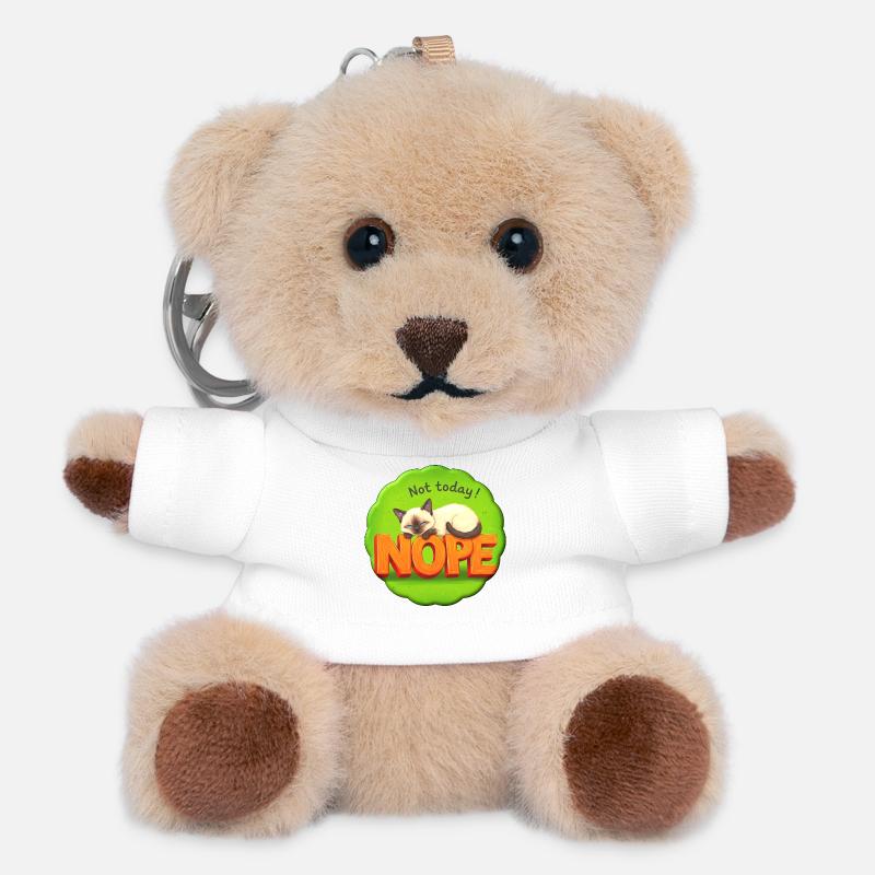 Cat Don't feel like it - not today - Teddy Keyring - white