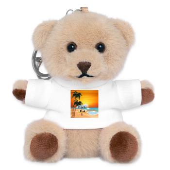 Tropical beach with pool and sunset - Teddy Keyring - white - Front