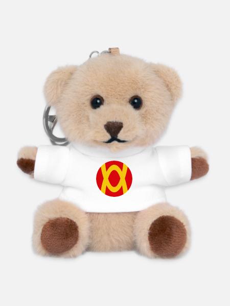 Abstraktes Farbenspiel mit Rot-Gelb Kontrast - Teddy Schlüsselanhänger - Weiß