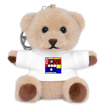 Abstract Love and You Geometric Design - Teddy Keyring - white - Front