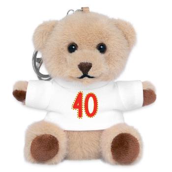 40. 40 ANS. 40e ANNIVERSAIRE. ANNIVERSAIRE 40 ANS. - Porte-clés ourson - blanc - Devant