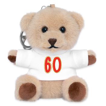 Geburtstagsdesign Zahlen 60 - Teddy Schlüsselanhänger - Weiß - Vorne