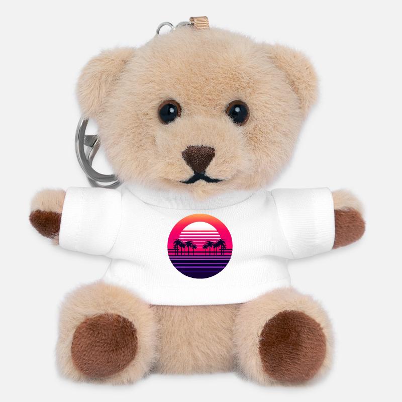 Neon Sunset Palmlands - Teddy Keyring - white