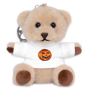 Gruseliger Kürbiskopf mit bösem Grinsen - Teddy Schlüsselanhänger - Weiß - Vorne