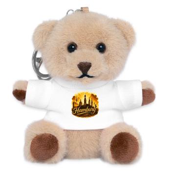 Hamburg Gold Stadt Silhouette golden Geschenk - Teddy Schlüsselanhänger - Weiß - Vorne