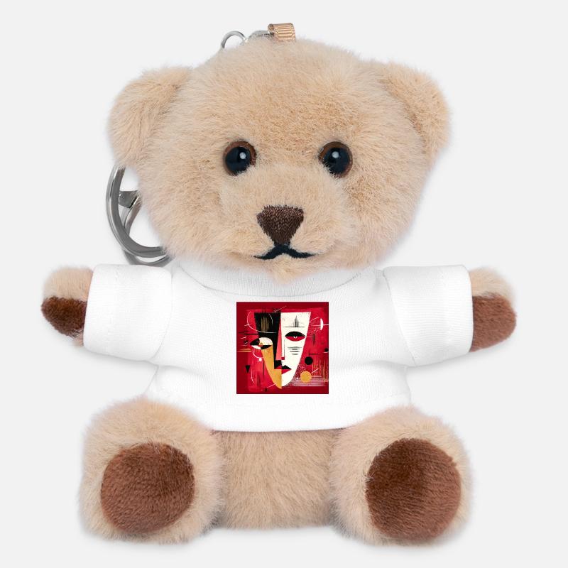 Modern Abstract Portrait in Red and Black - Teddy Keyring - white