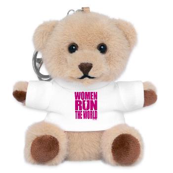 WOMEN RUN THE WORLD - Design de coureuse rose - Porte-clés ourson - blanc - Devant