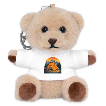 Camping mit Katze - Teddy Schlüsselanhänger - Weiß - Vorne