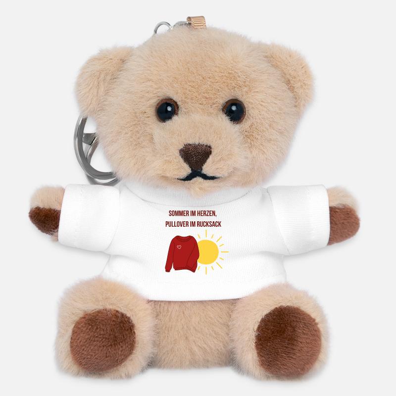 L’été dans le cœur, pull dans le sac à dos - Porte-clés ourson - blanc