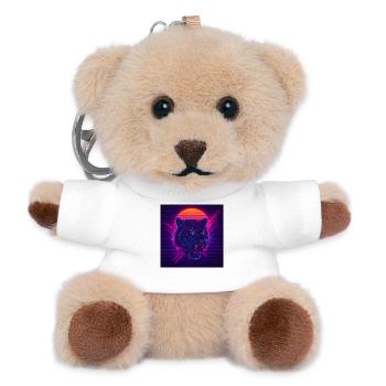 Neon Sonnenuntergang Katze - Teddy Schlüsselanhänger - Weiß - Vorne