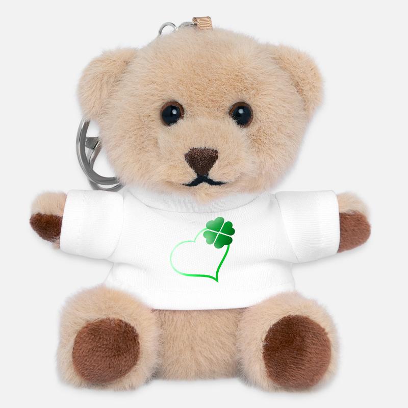 Lucky Heart - Teddy Keyring - white