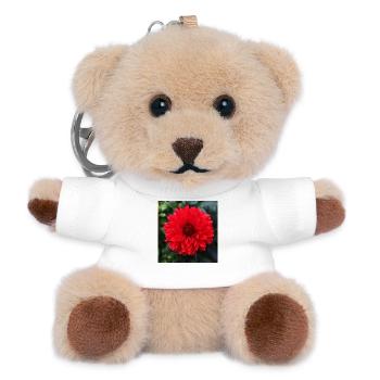 Kraftvolle Rote Dahlie Blume - Teddy Schlüsselanhänger - Weiß - Vorne
