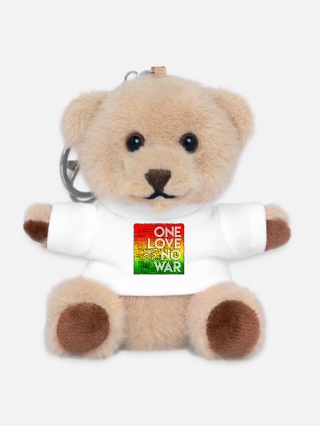 Friedens-Statement im Regenbogen-Design - Teddy Schlüsselanhänger - Weiß