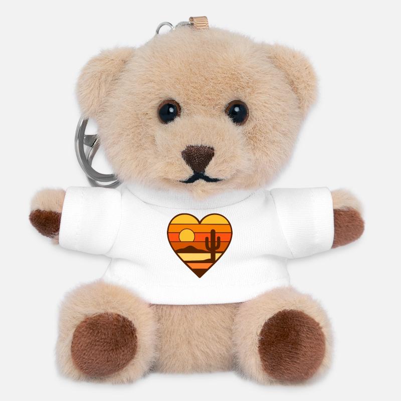 Heart Desert Sun Design - Teddy Keyring - white