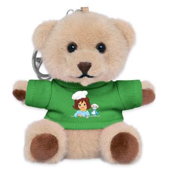 Une cuisinière souriante et une jolie souris chef - Porte-clés ourson - vert - Devant