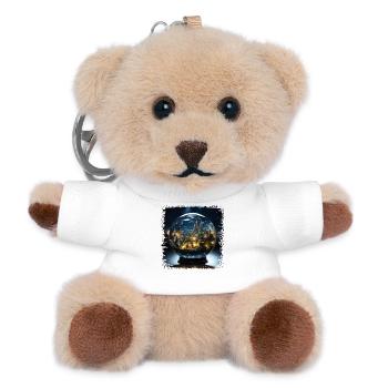 Fascinating magical world in glass ball design - Teddy Keyring - white - Front