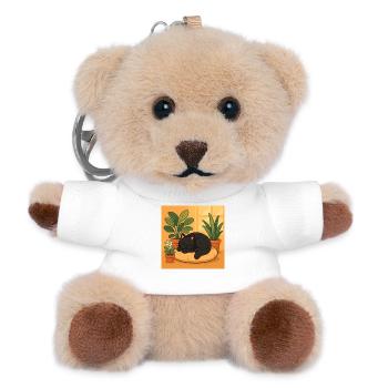 Gemütliche Katzenruhe mit Pflanzen - Teddy Schlüsselanhänger - Weiß - Vorne
