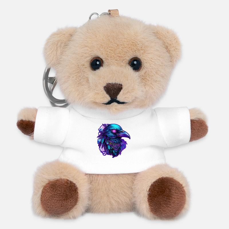 Dark Raven King – Spirit Guide - Teddy Keyring - white