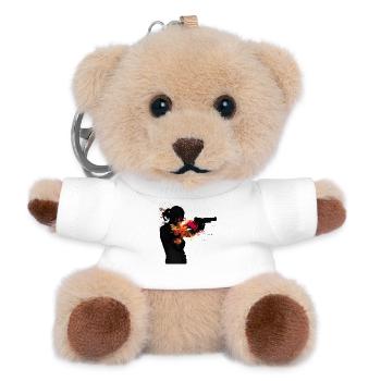 Abstract Woman with Pistol in Color Explosion, Sport - Teddy Keyring - white - Front