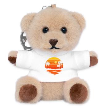 Tropischer Sonnenuntergang am Strand - Teddy Schlüsselanhänger - Weiß - Vorne