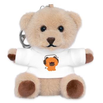 Niedlicher Deutscher Schäferhund mit Kopfhörern Illustration - Teddy Schlüsselanhänger - Weiß - Vorne