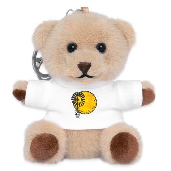 Abstraktes Australien-Design in Gelb und Schwarz - Teddy Schlüsselanhänger - Weiß - Vorne