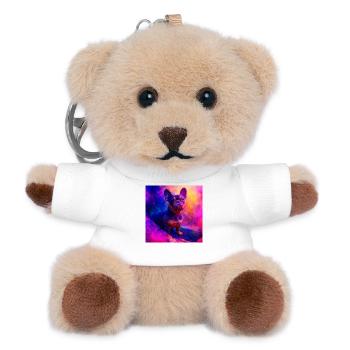 Farbiger French Bulldog Kunstdesign - Teddy Schlüsselanhänger - Weiß - Vorne