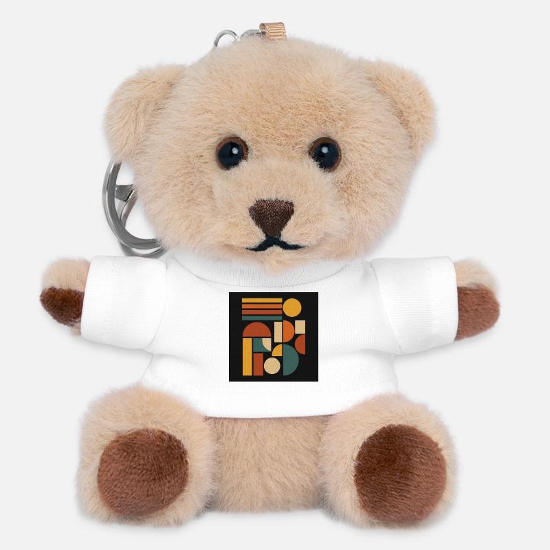 Geometric Colour Forms Retro - Teddy Keyring - white