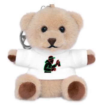 Neon Graffiti Sprayer Silhouette - Teddy Keyring - white - Front