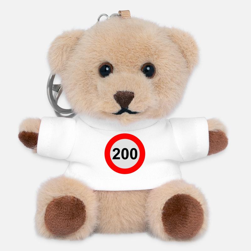 Speed limit 200 km/h - Teddy Keyring - white