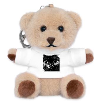 Black and White Cat Portrait Big Eyes - Teddy Keyring - white - Front