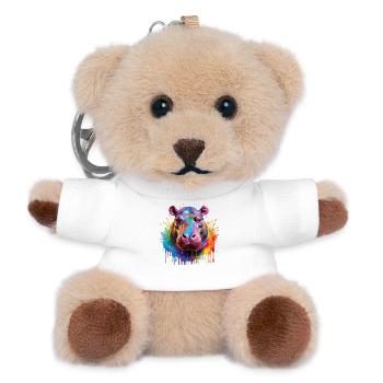 Colorful Hippo Color Explosion - Teddy Keyring - white - Front