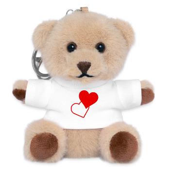 Rote Herzen - Teddy Schlüsselanhänger - Weiß - Vorne
