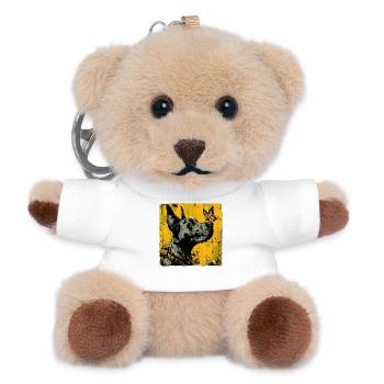Lustige Dogge und Schmetterling - Teddy Schlüsselanhänger - Weiß - Vorne