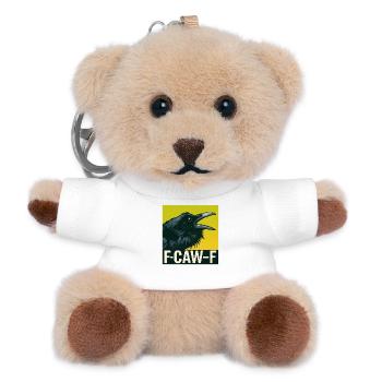 Raven F-Caw-F Retro Funny Black Crow  - Teddy Keyring - white - Front
