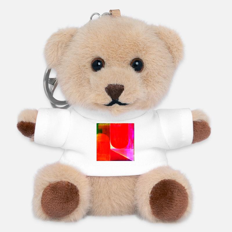 Neon Farbblock Geometrie - Teddy Schlüsselanhänger - Weiß