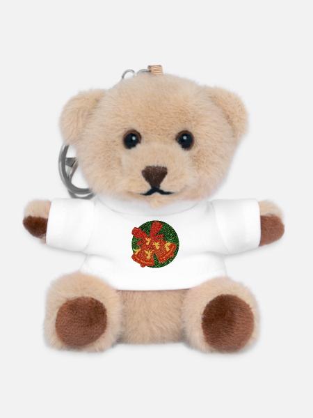 Merry Christmas Christmas Bell Angel Flying - Teddy Keyring - white